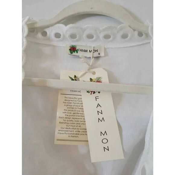 Fanm Mon Cide Wrap Dress $368, White Linen S - Picture 5 of 8